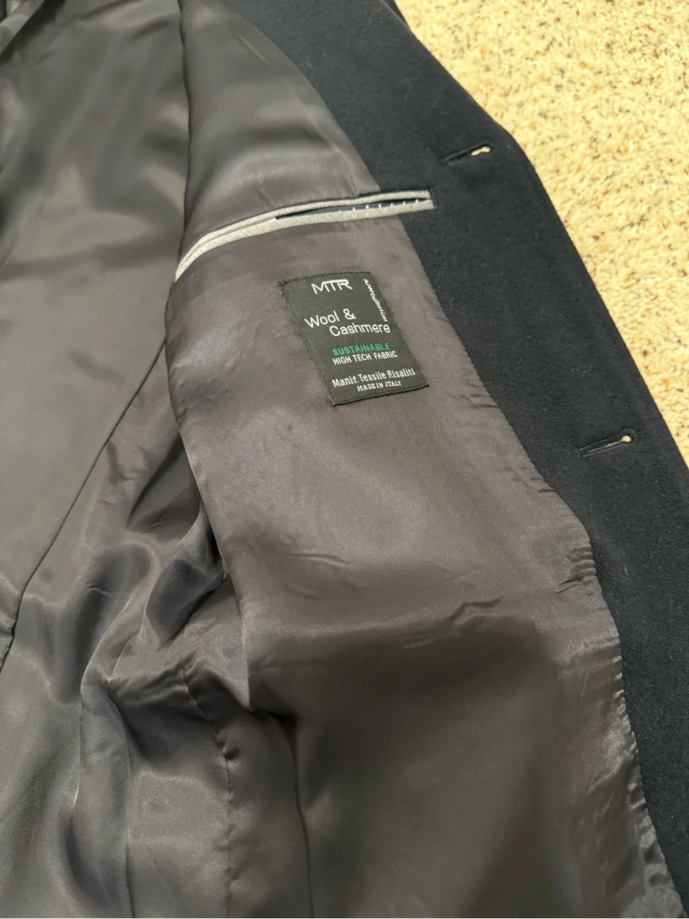 J. Crew Ludlow Black Wool Cashmere Mens Dress Coat